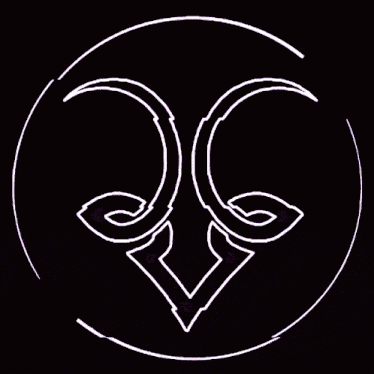 a purple glowing symbol with a swirl around it