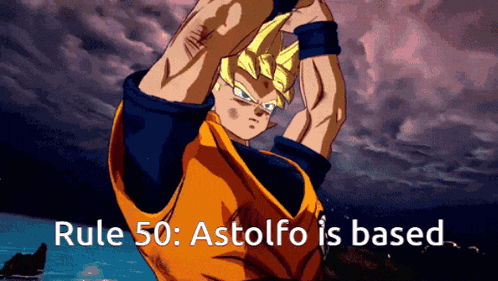 a picture of a cartoon character with the words rule 50 astolfo is based below him