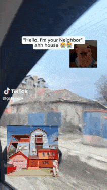 a picture of a house with the words " hello i 'm your neighbor " on it