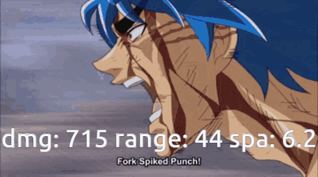a picture of a man with blue hair and the words fork spiked punch at the bottom