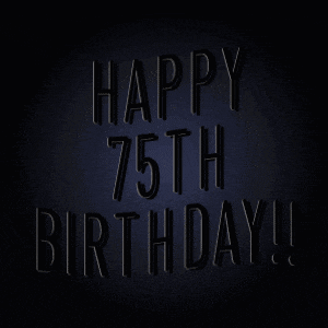 neon sign that says happy 75th birthday on a black background