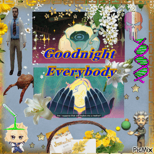 a collage of images with the words goodnight everybody in the middle