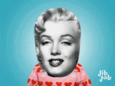 a picture of marilyn monroe with hearts on her sweater
