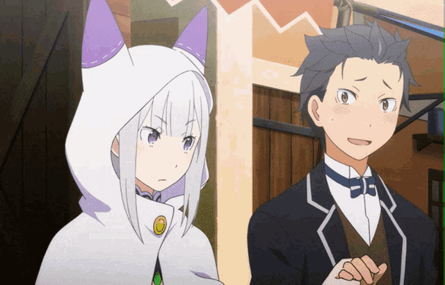 a man and a girl are standing next to each other
