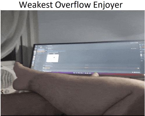 a picture of a person laying on a bed with the caption " weakest overflow enjoyer " at the top