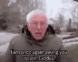 a man in a jacket is talking to someone and says `` i am once again asking you to join exodus ''