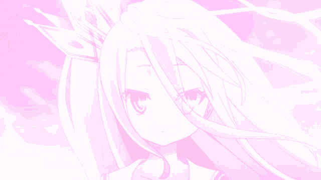 a close up of a girl with white hair and a crown on her head