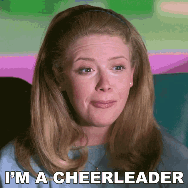 a cheerleader with a sad look on her face and the words i 'm a cheerleader below her