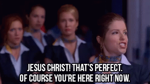 That'S Perfect, Of Course You'Re Here Right Now - Pitch Perfect GIF - Pitch Perfect Frustrated Of Course GIFs