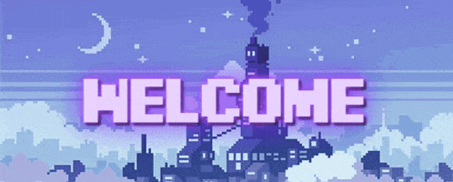 a pixel art illustration of a castle with the words welcome