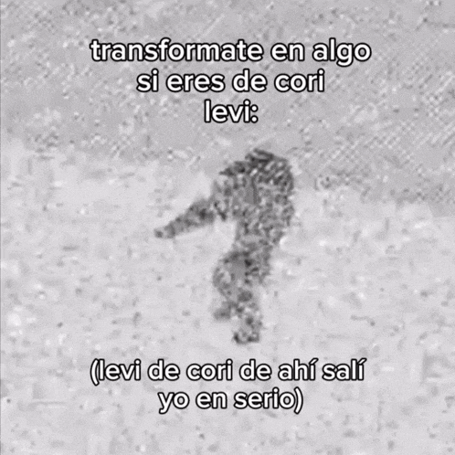 a gray background with the words transforme en algo si eres de cor levi levi de cori de ahi sali yo en serio