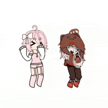 a girl and a boy are standing next to each other in gacha life .