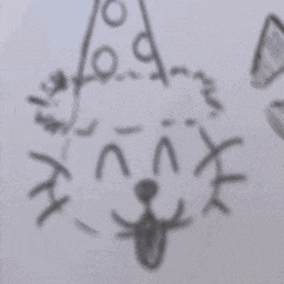 a drawing of a cat wearing a party hat