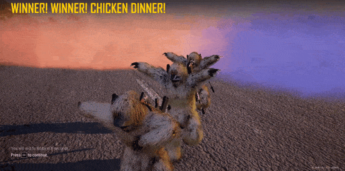 a screenshot of a video game with the words winner winner chicken dinner