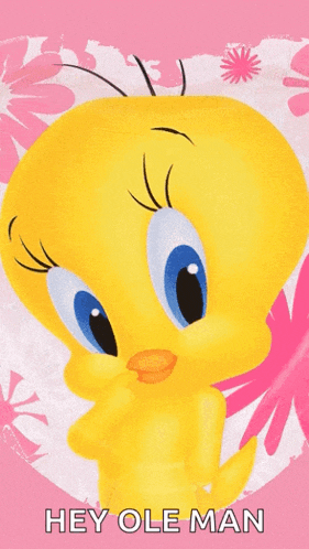 a picture of tweety with the words hey ole man below it