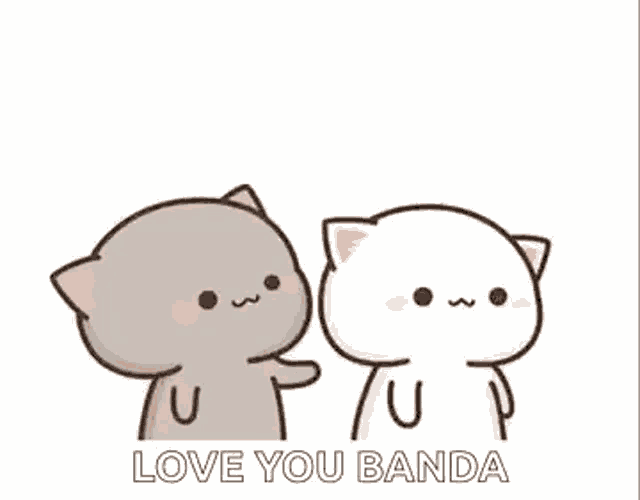 a couple of cats are standing next to each other and one of them is petting the other .