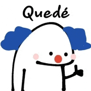 a cartoon of a clown with a blue hat and a red nose giving a thumbs up sign .