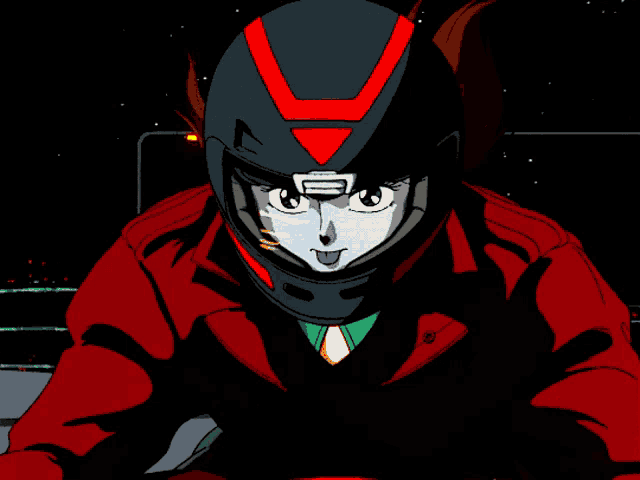 a cartoon character wearing a helmet with a triangle on it