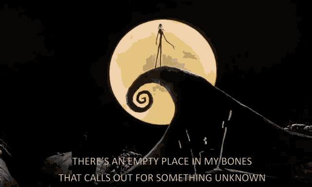 a nightmare before christmas poster with jack skellington standing on top of a spiral