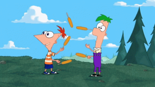 Phineas And Ferb Corn Dog GIF - Phineas And Ferb Corn Dog Juggling GIFs