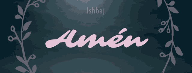 the word amen is written in pink on a black background