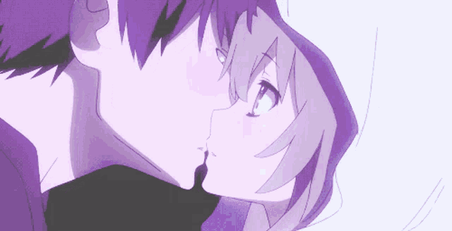 a boy and a girl are kissing in a cartoon
