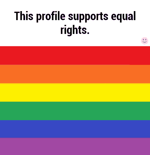 a picture of a rainbow flag with the words `` this profile supports equal rights '' .