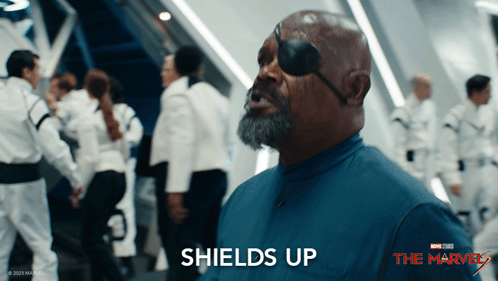 Shields Up Nick Fury GIF - Shields Up Nick Fury The Marvels GIFs