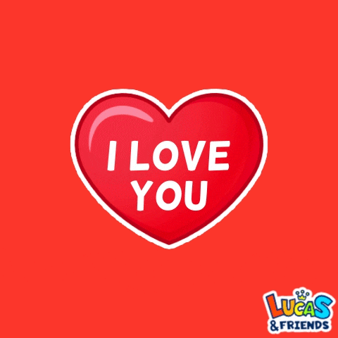 a red heart that says " i love you " on it