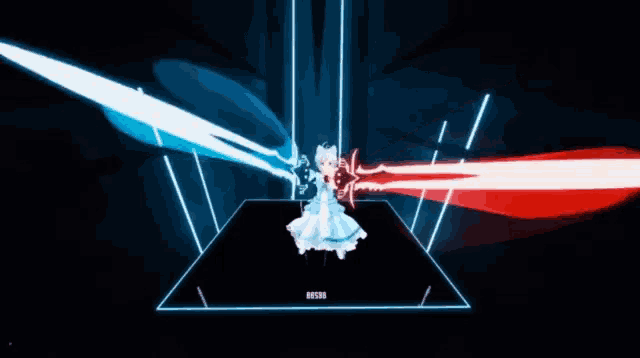 a computer generated image of a person holding a sword