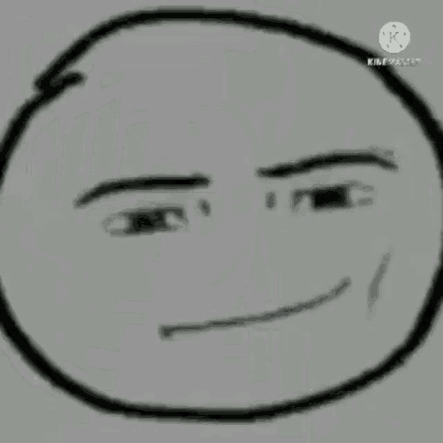 a black and white drawing of a man 's face on a black background with the words kinemaster at the top