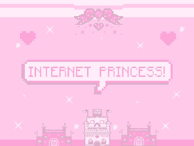 a pink background with a speech bubble that says internet princess