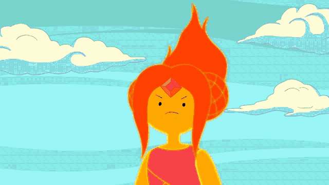 a cartoon drawing of a fire monster with a ruby in his eye