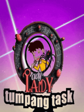 a logo for lady lady tumpang task with a spider