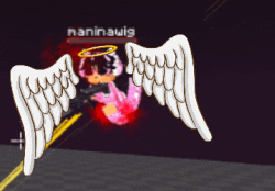 a cartoon character with angel wings and the name naninawig in the corner