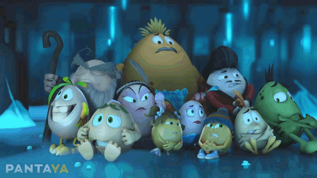 a group of cartoon characters are standing next to each other and the word pantaya is on the bottom right