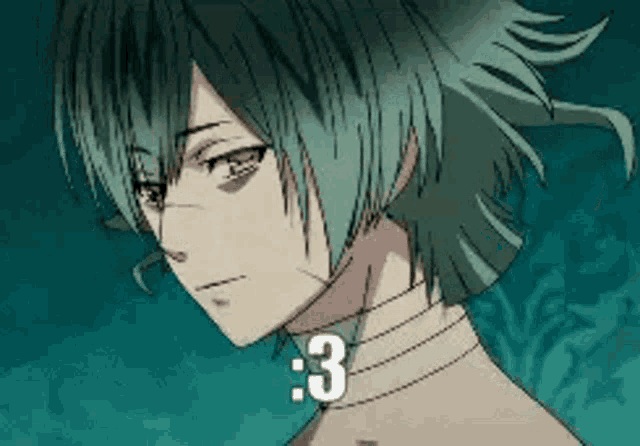 a close up of a person 's face with the number 3 written on it .