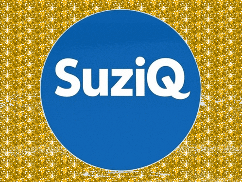 a blue circle with the word suziq in white