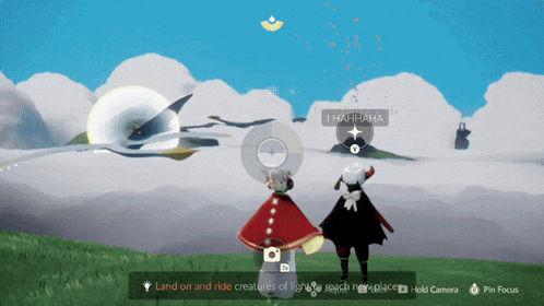 a screenshot of a video game that says land on and ride creatures of lights to reach new places