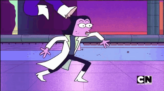 a cartoon character with cn written on the bottom of the screen
