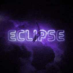 a neon sign that says eclipse with a bird in the background
