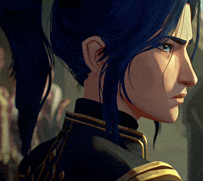 a close up of a cartoon character 's face with blue hair