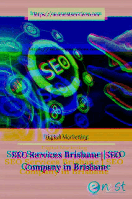 an advertisement for seo services brisbane shows a hand pointing at a button