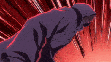 a cartoon of a man with a hood on