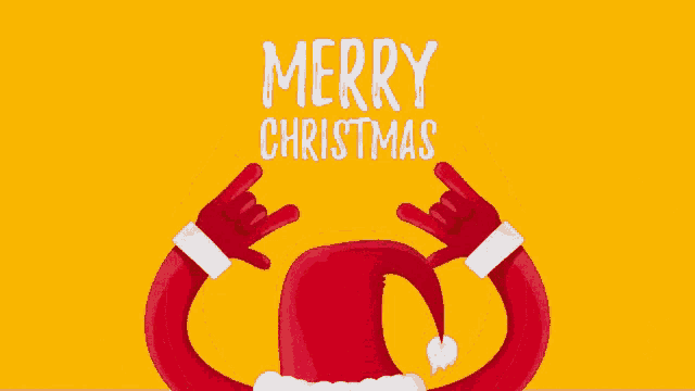 a cartoon illustration of santa claus making a heavy metal sign