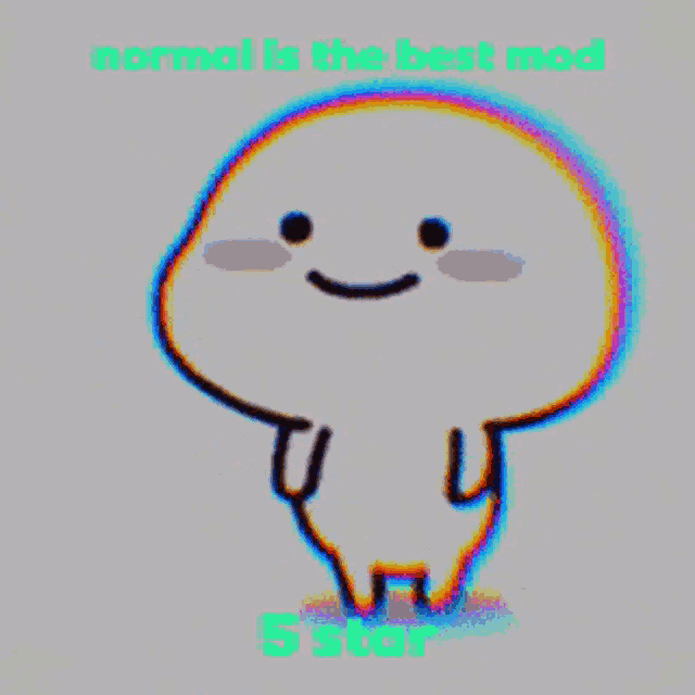 a cartoon character with the words normal is the best mod 5 star