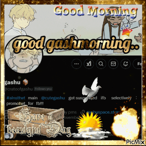a graphic that says good morning and has a picture of a boy