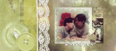 a couple of men laying on a bed with the words a scapes on the bottom