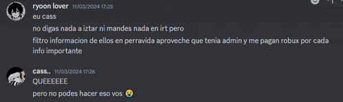 a screenshot of a discord conversation between ryoon lover and eu cass