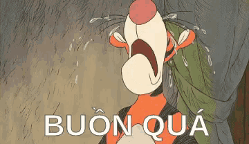 tigger from winnie the pooh is crying with tears coming out of his eyes and the words buon qua below him